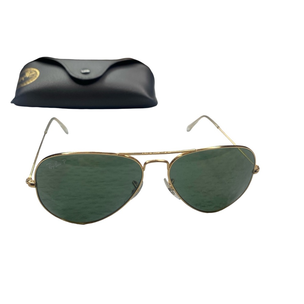 Ray-Ban  Aviator Gold Frame Sunglasses with Dark Green Lenses